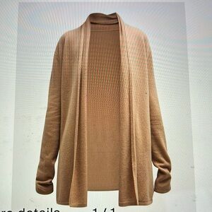 Neiman Marcus cashmere basic open cardigan in camel size medium